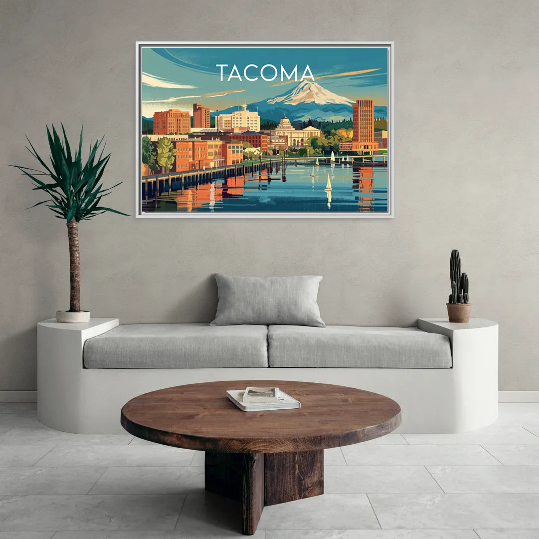 Tacoma Downtown Charm - Living Room White Frame Canvas