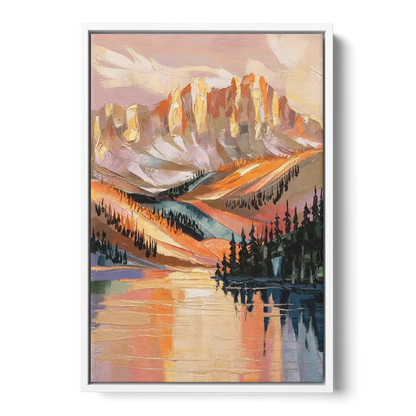 Vail Mountain Sunrise - White Frame Canvas
