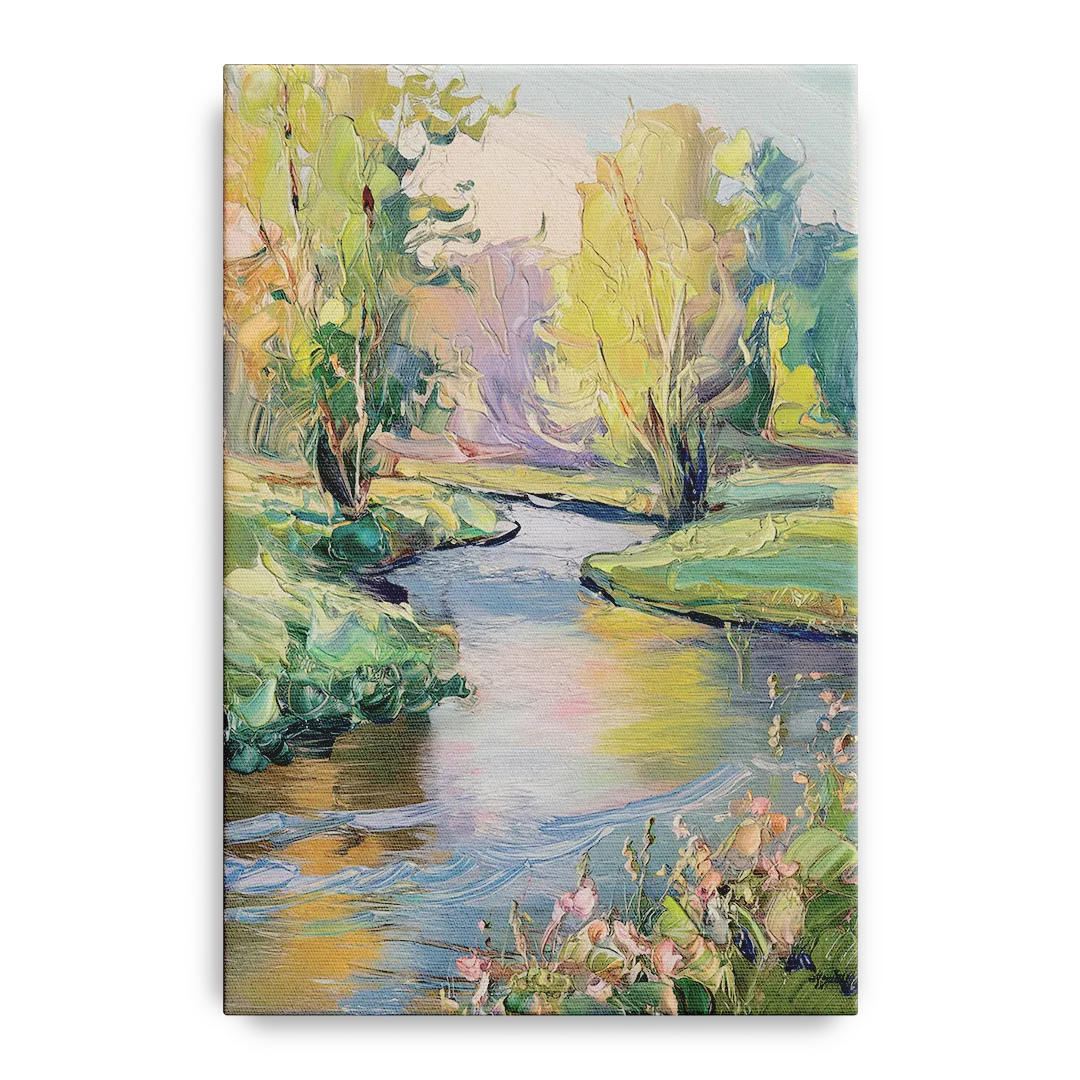 Riverside Artistic Riverfront - Canvas Wall Art