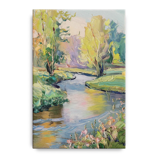 Riverside Artistic Riverfront - Canvas Wall Art