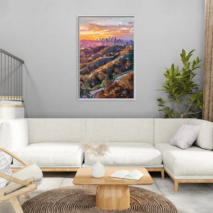 Los Angeles Hollywood Hills - Living Room White Frame Canvas