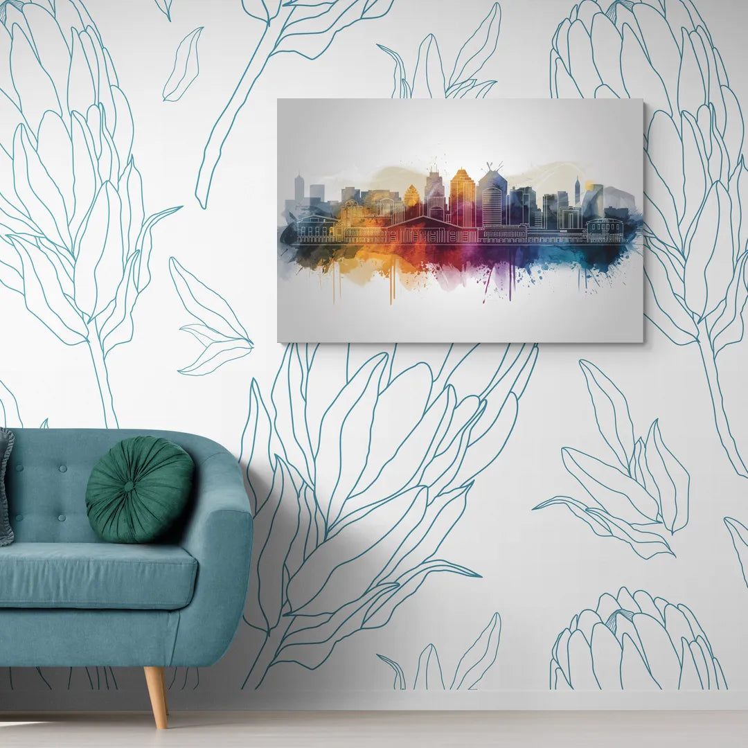 Minneapolis Downtown Cityscape - Canvas Wall Art Living Room