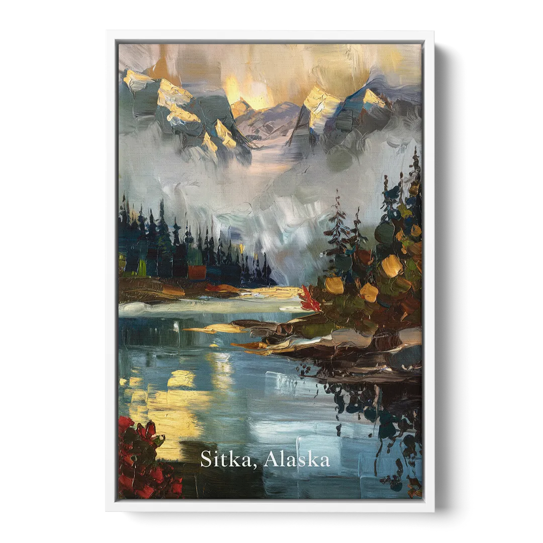 Sitka Scenic Reflections - White Frame Canvas
