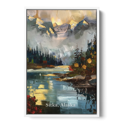 Sitka Scenic Reflections - White Frame Canvas