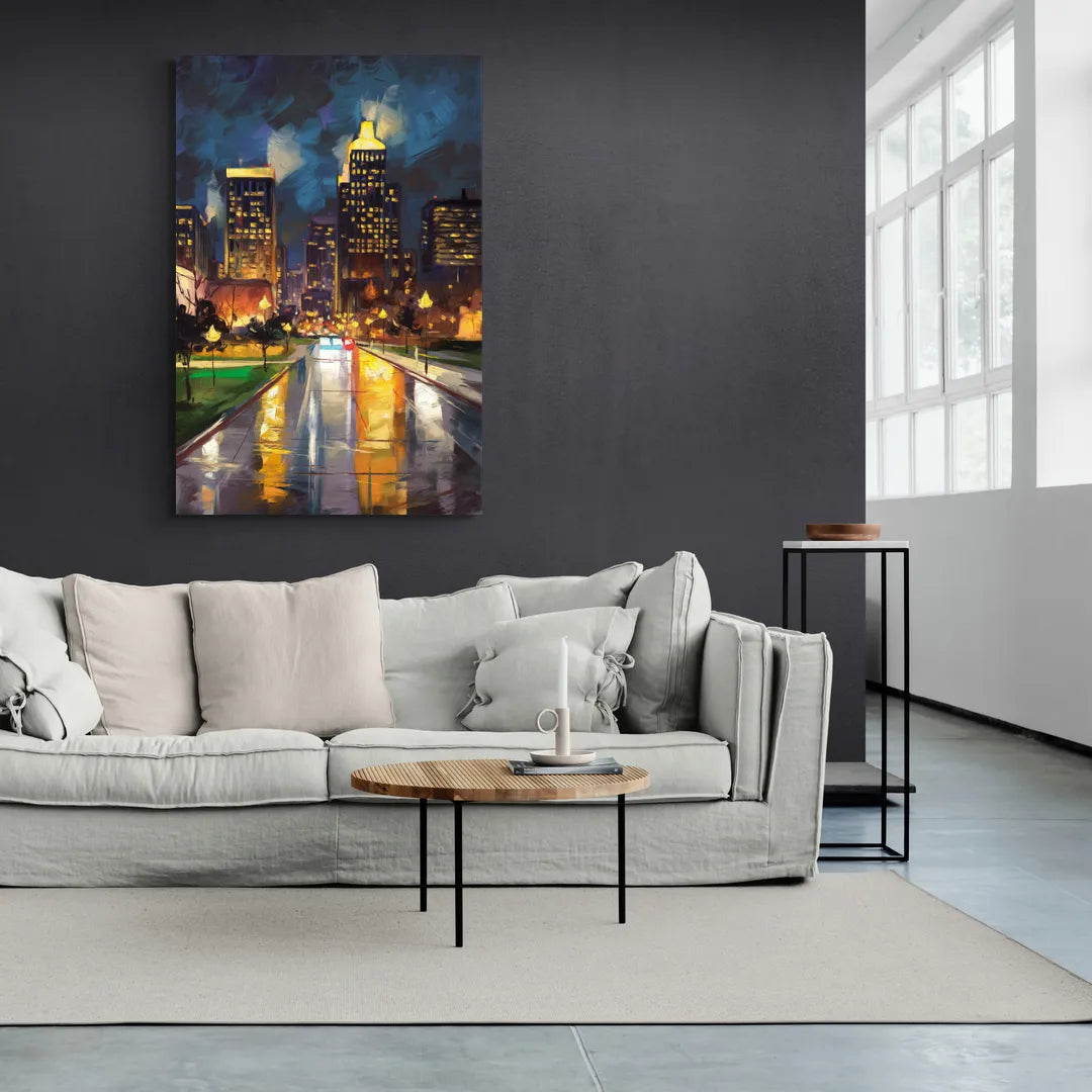 Wichita Downtown Lights - Canvas Wall Art Living Room