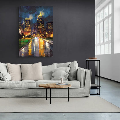Wichita Downtown Lights - Canvas Wall Art Living Room