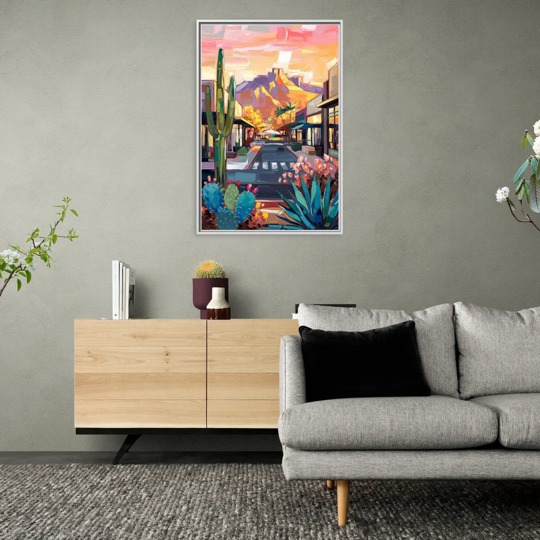 Scottsdale Downtown Vibes - Living Room White Frame Canvas