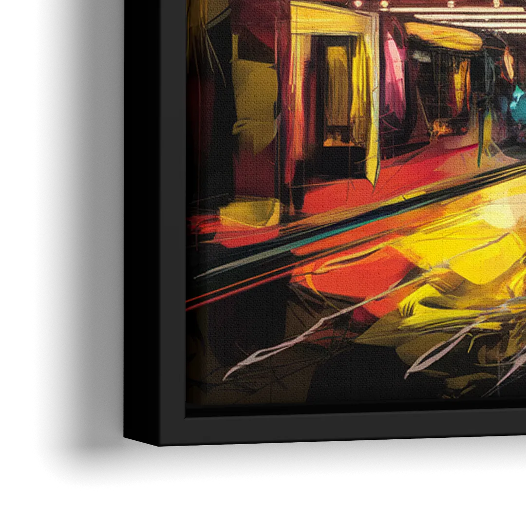 New York City Broadway Lights - Close-Up Black Frame Canvas