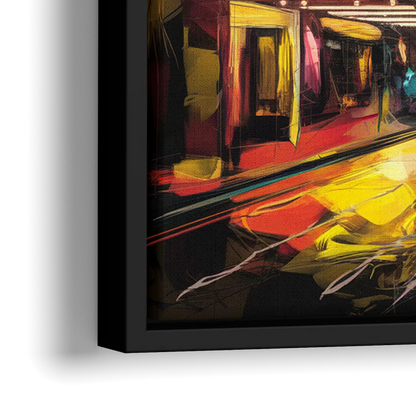 New York City Broadway Lights - Close-Up Black Frame Canvas