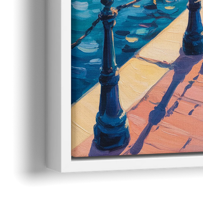 Old Port Waterfront - Close-Up White Frame Canvas