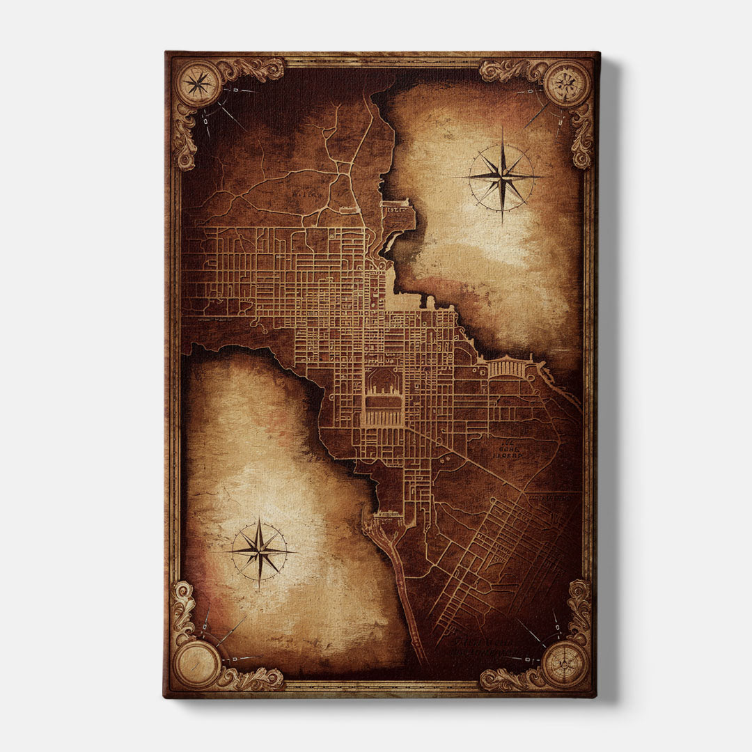 Washington DC Map Vintage - Canvas Wall Art