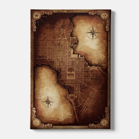 Washington DC Map Vintage - Canvas Wall Art
