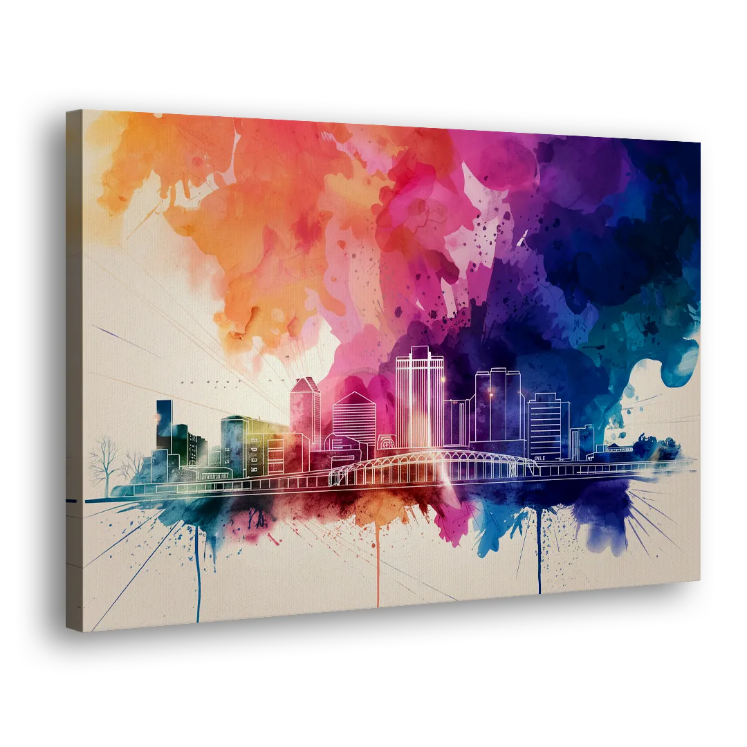 Rochester Skyline At Sunset - Canvas Print Art Sides