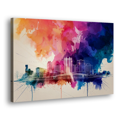 Rochester Skyline At Sunset - Canvas Print Art Sides