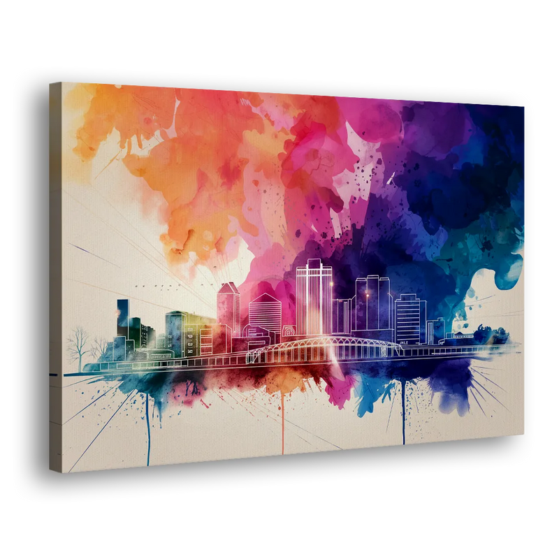 Rochester Skyline At Sunset - Canvas Print Art Sides