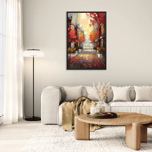 Huntsville Autumn Foliage Charm - Living Room Black Frame Canvas