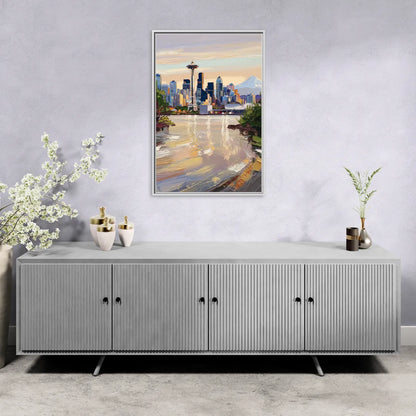 Seattle Nature Meets City - Living Room White Frame Canvas