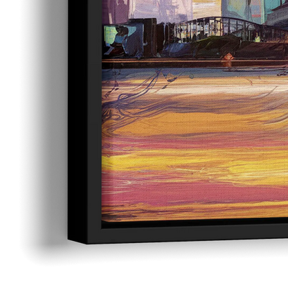 Irving Cityscape Sunset - Close-Up Black Frame Canvas