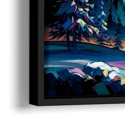 Aurora Vibrant Skies - Close-Up Black Frame Canvas