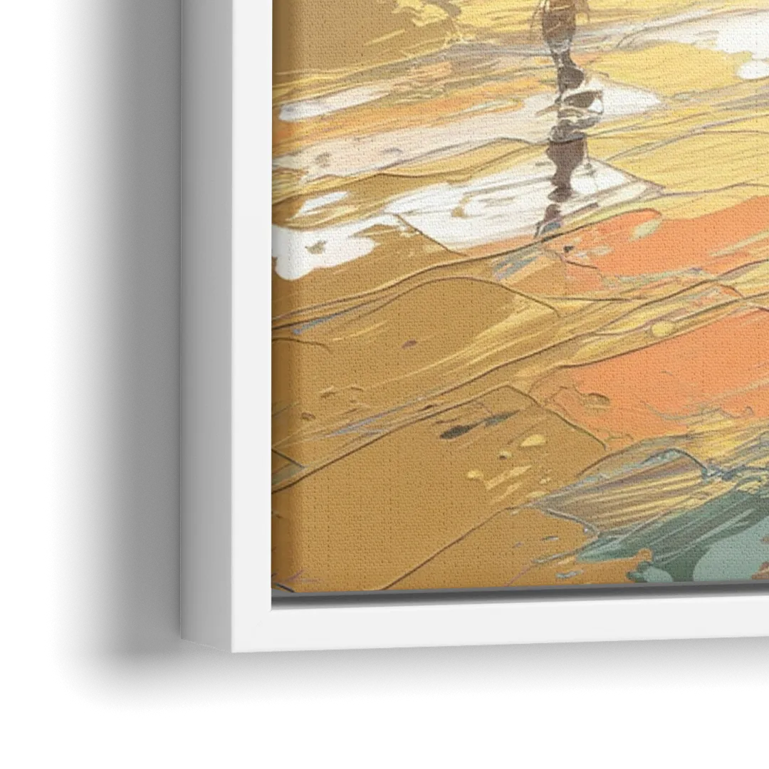 Seaside Harbor Reflections - Close-Up White Frame Canvas