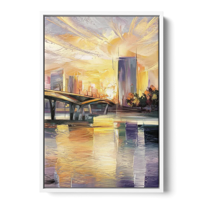 Tampa Riverwalk Sunrise - White Frame Canvas