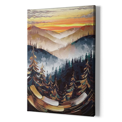 Asheville Blue Ridge Sunset - Canvas Print Art Sides