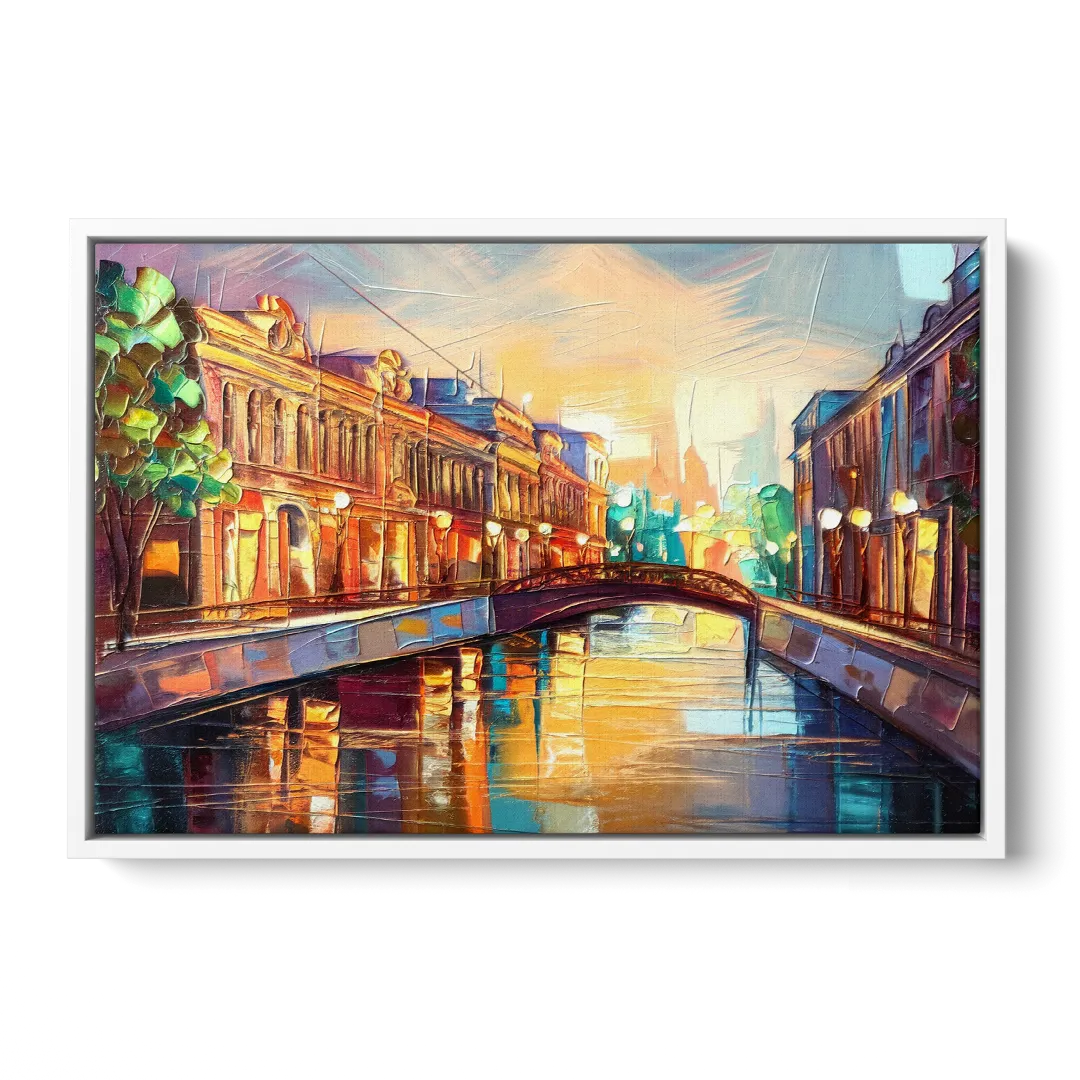 St. Petersburg Vibrant Streets - White Frame Canvas
