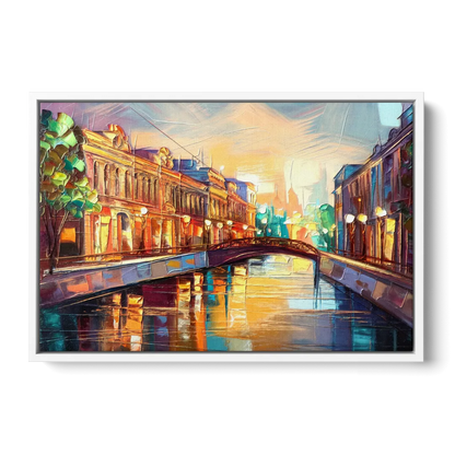 St. Petersburg Vibrant Streets - White Frame Canvas