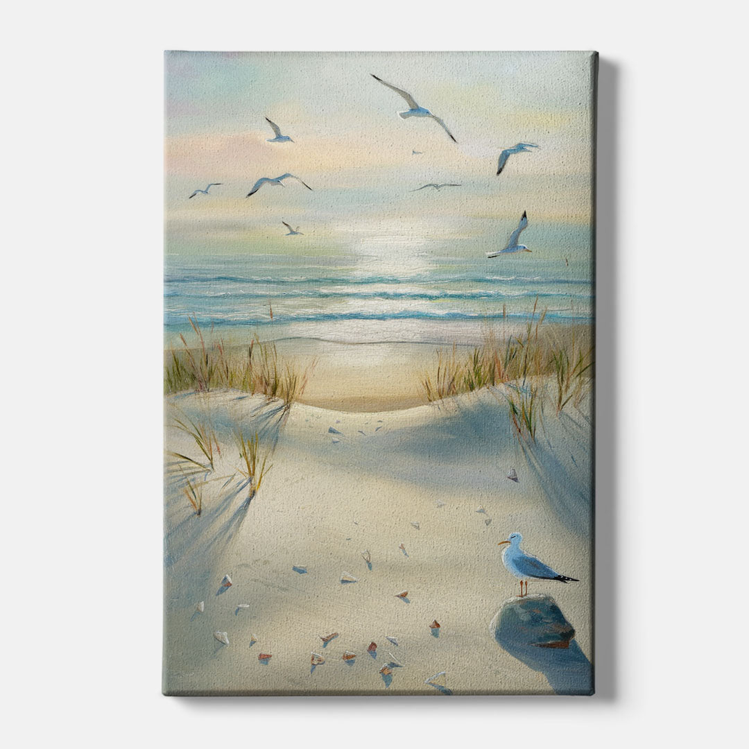 Virginia Beach Seagulls in Flight - Canvas Wall Art