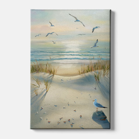 Virginia Beach Seagulls in Flight - Canvas Wall Art