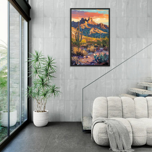 Scottsdale Mountain Views - Living Room Black Frame Canvas