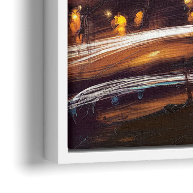 Kansas City Nighttime Skyline - Close-Up White Frame Canvas