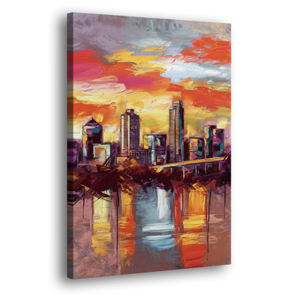 Austin Sunset Over Skyline - Canvas Print Art Sides