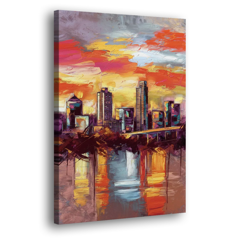 Austin Sunset Over Skyline - Canvas Print Art Sides