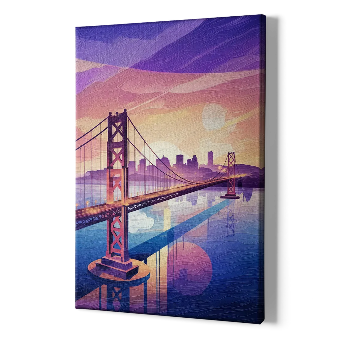 San Francisco Bay Bridge Panorama - Canvas Print Art Sides