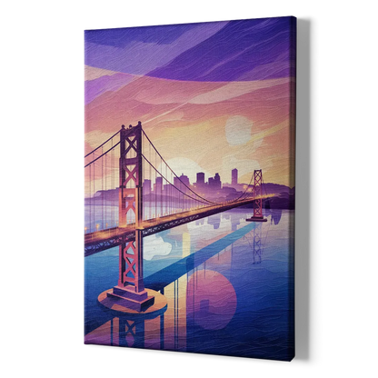 San Francisco Bay Bridge Panorama - Canvas Print Art Sides