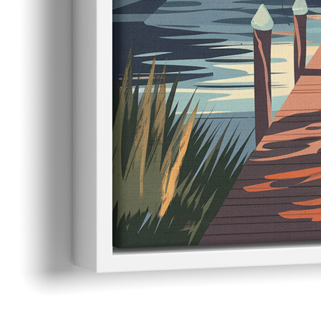 Hilton Head Island Harbour Town Marina - Close-Up White Frame Canvas