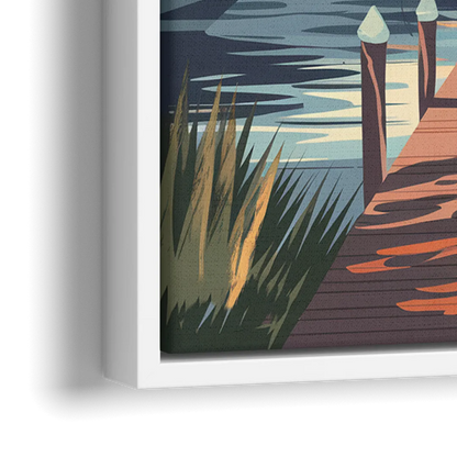Hilton Head Island Harbour Town Marina - Close-Up White Frame Canvas