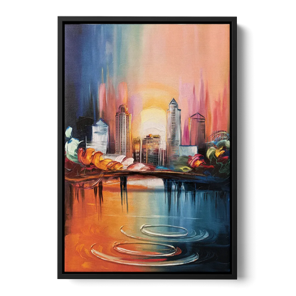 Louisville Skyline at Sunrise - Black Frame Canvas