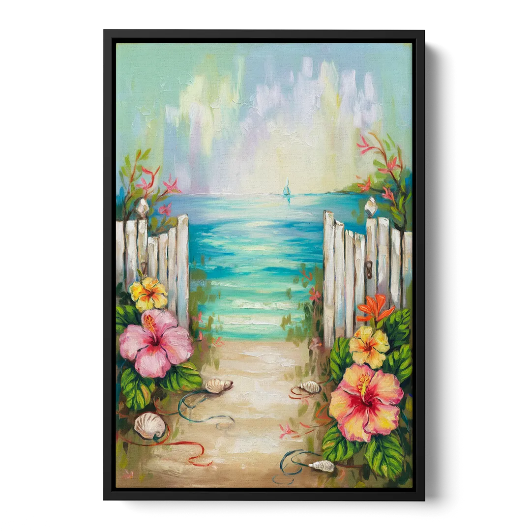 Key West Nautical Charm - Black Frame Canvas