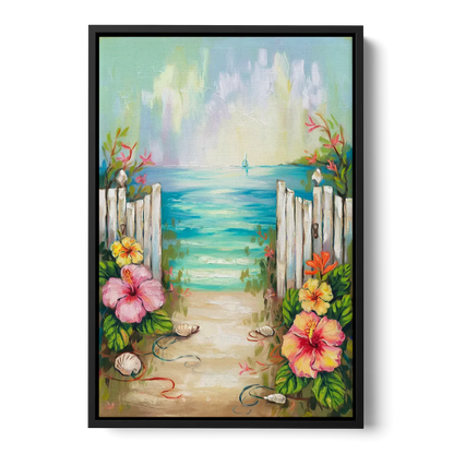 Key West Nautical Charm - Black Frame Canvas