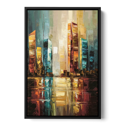 Mobile Abstract Cityscape Modern - Black Frame Canvas