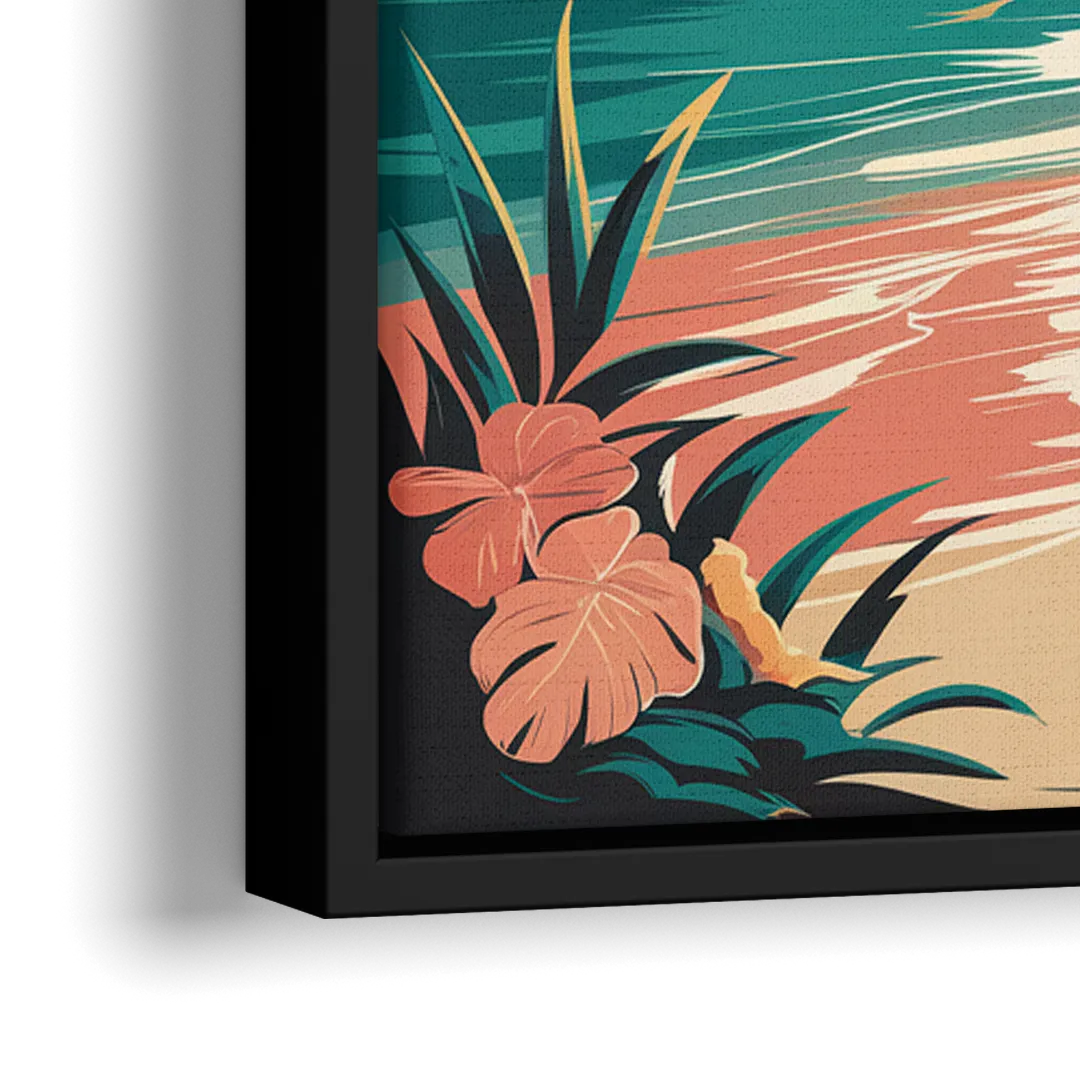Naples Tropical Paradise - Close-Up Black Frame Canvas