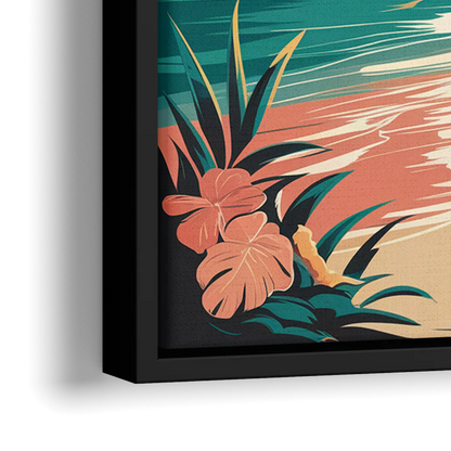 Naples Tropical Paradise - Close-Up Black Frame Canvas
