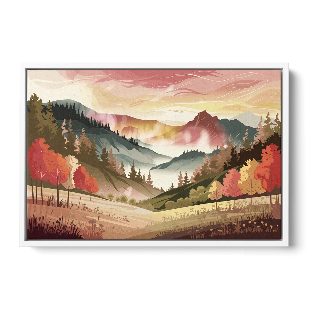 Asheville Smoky Mountain Sunrise - White Frame Canvas