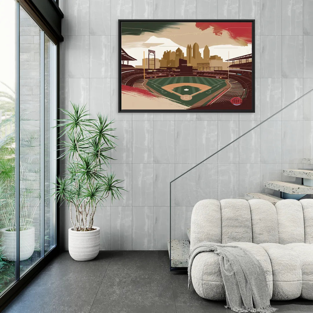 Cincinnati Reds Vintage Moments - Living Room Black Frame Canvas