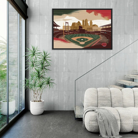 Cincinnati Reds Vintage Moments - Living Room Black Frame Canvas