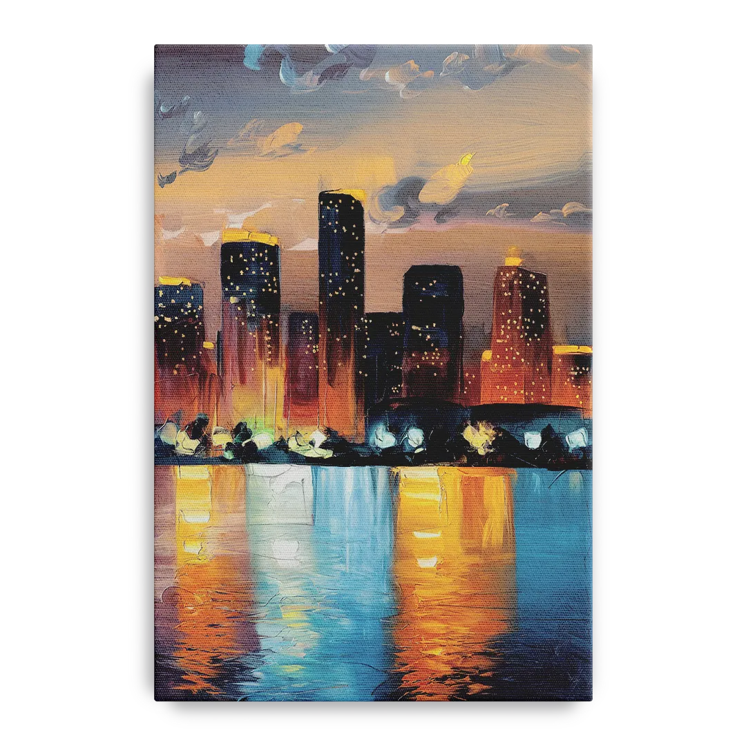 Houston Skyline Glow - Canvas Wall Art