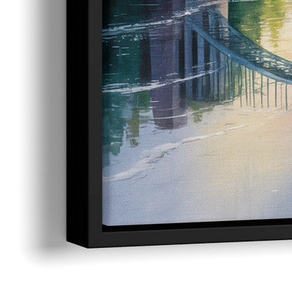 Niagara Falls Rainbow Bridge - Close-Up Black Frame Canvas