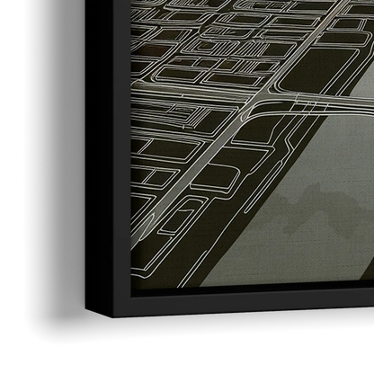 Philadelphia Map Design - Close-Up Black Frame Canvas